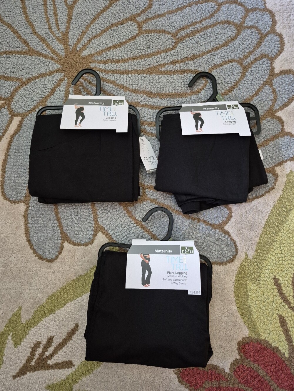 NWT Lot Of 3 Time and Tru Black Maternity Leggings Size XL 16-18